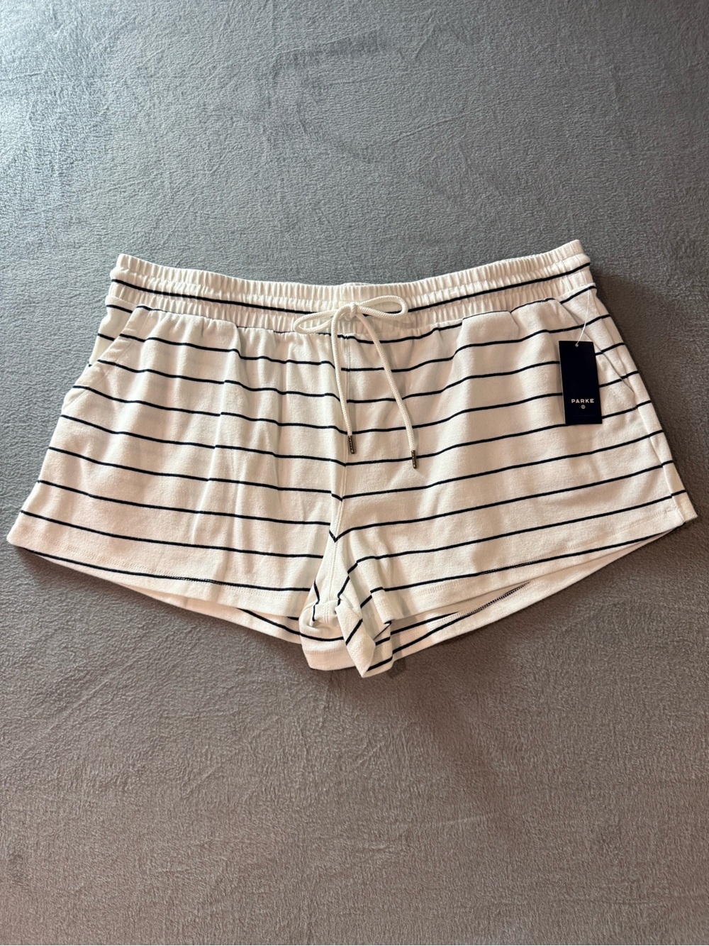 Parke x Target - Women's White and Blue Striped Knit Shorts